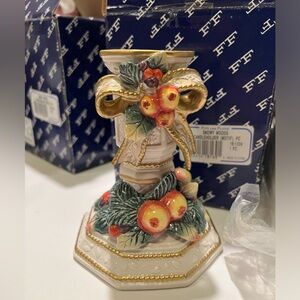 NWT FITZ & FLOYD SNOWY WOODS CANDLEHOLDER.